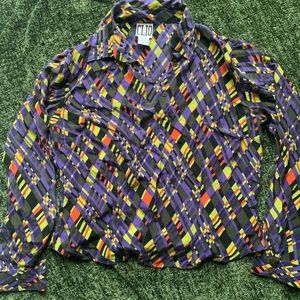 Funky Pattern Vintage Silk Button Down